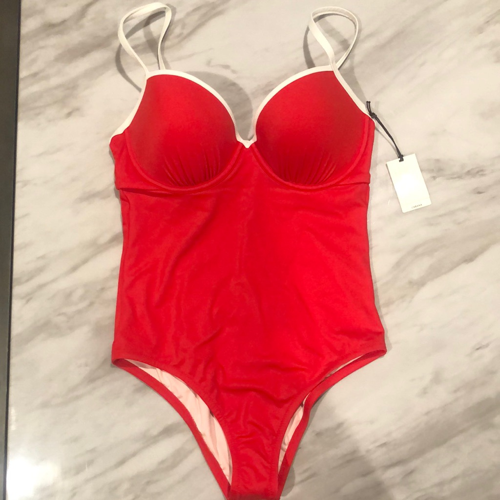 Shade And Shore Red Cabana Swimsuit 34d